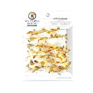 My Texas House Gold Leaf Garland LED Twinkle string lights Battery operated